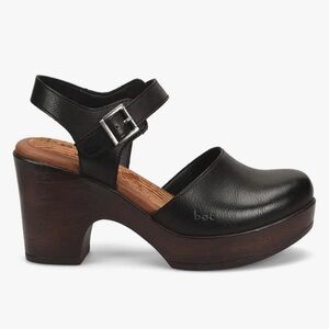 BOC Black Leather Women's Clogs